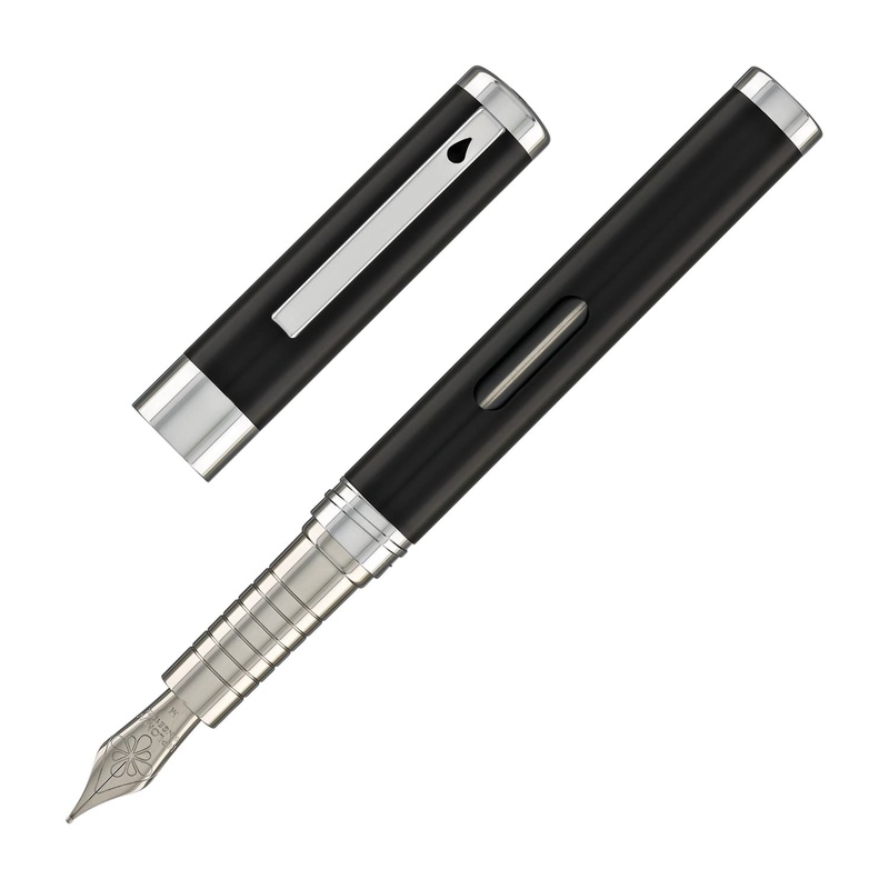 Diplomat Nexus Fountain Pen in Black/Chrome Extra Fine