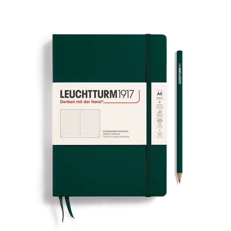 LEUCHTTURM1917 Notebook Hardcover Medium (A5), 251 pages, Dotted – Forest Green