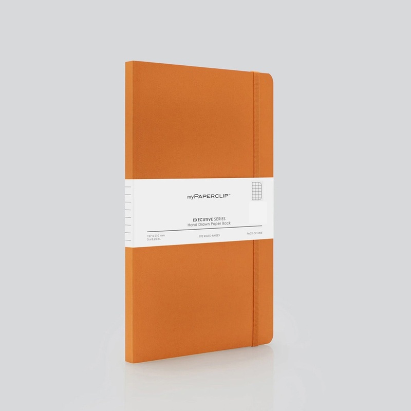 myPAPERCLIP Executive Series Soft Cover Notebook – Orange – Medium – Squared