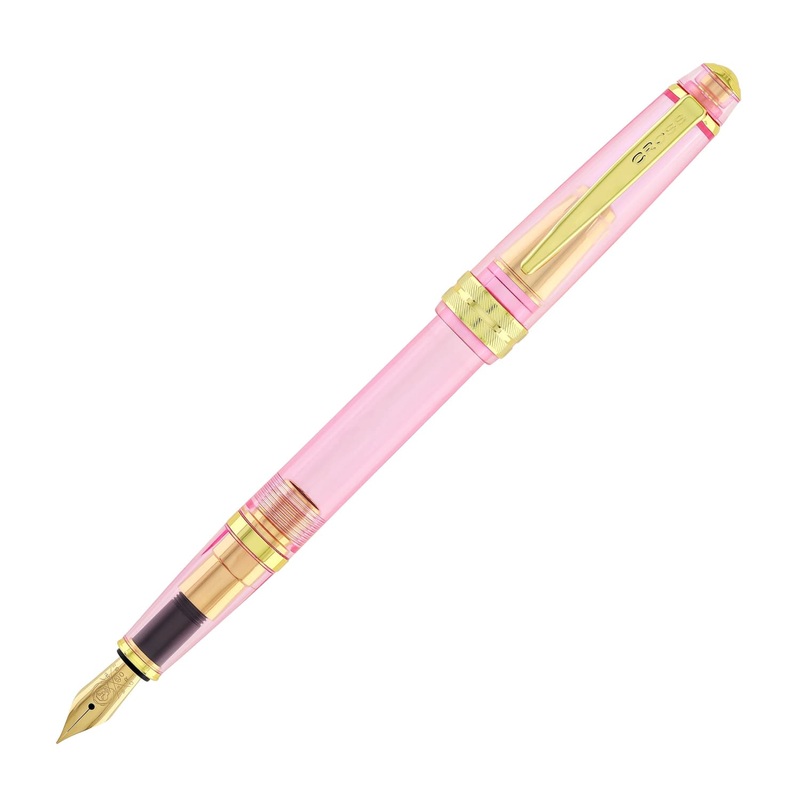 Cross Bailey Light Fountain Pen in Translucent Pink Resin with Gold Trim – Extra Fine Point