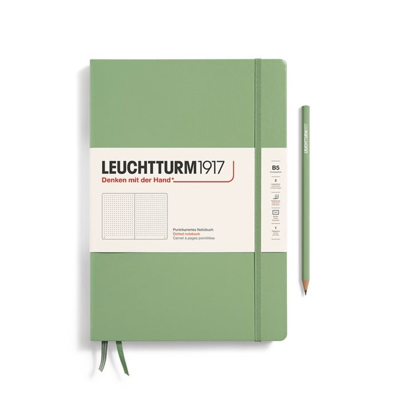 LEUCHTTURM1917 Notebook Hardcover composition (B5), 219 Numbered pages, Dotted – Sage Green