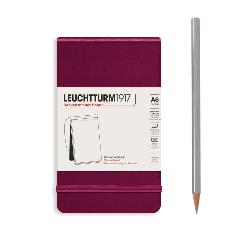 LEUCHTTURM1917 Notepad (A6), 184 p., plain – Port Red