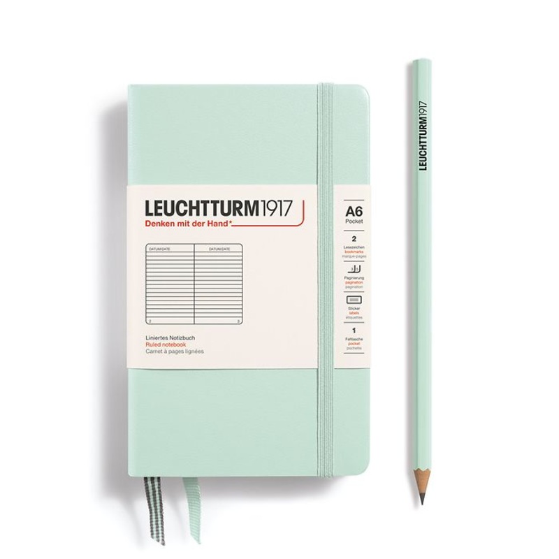 LEUCHTTURM1917 Hardcover Pocket Notebook (A6), 187 p., ruled – Mint Green