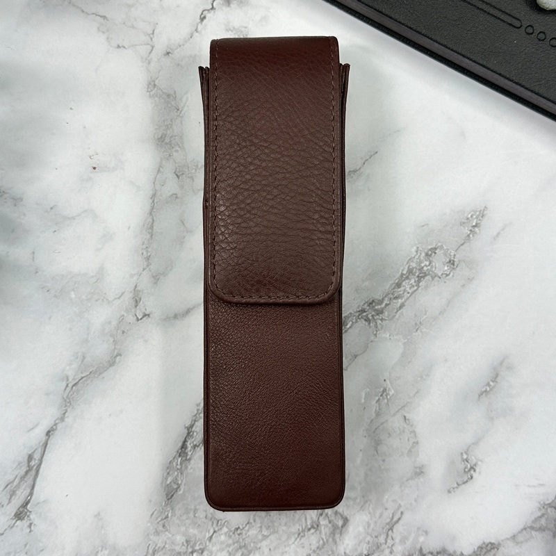 Girologio Double Pen Case w/ Magnetic Closure Antique Brown