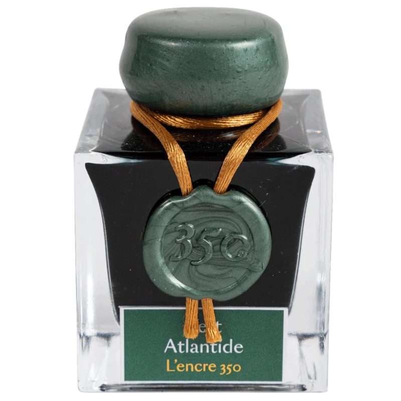 JACQUES HERBIN, Ink Bottle – Les encres 350 VERT ATLANTIDE (50mL).