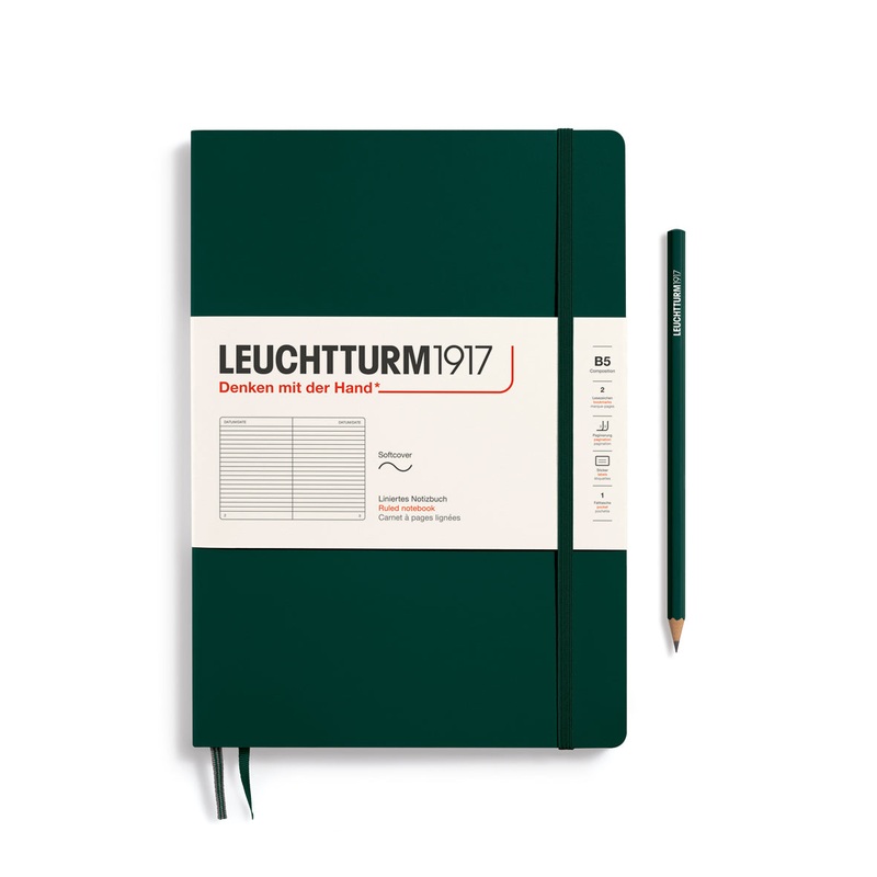 LEUCHTTURM1917 Notebook Softcover Composition (B5), Ruled, 123 pages – Forest Green