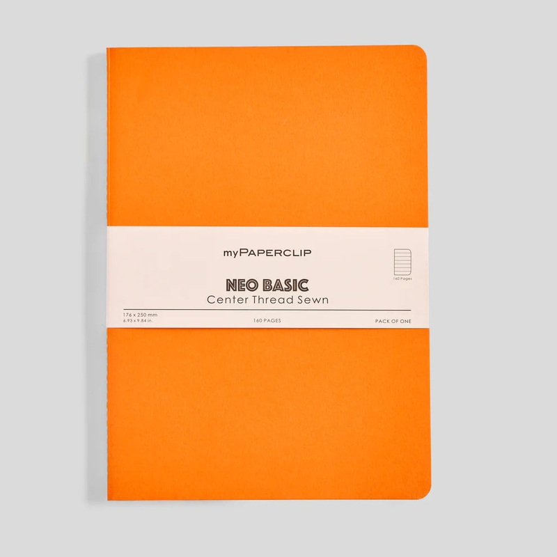 myPAPERCLIP Neo Basic Centre Thread Softcover Notebook – B5, Orange Ruled