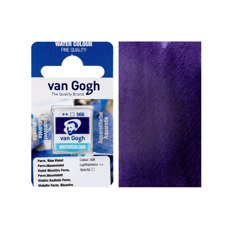 Van Gogh Watercolor Half Pan, #568 Permanent Blue Violet