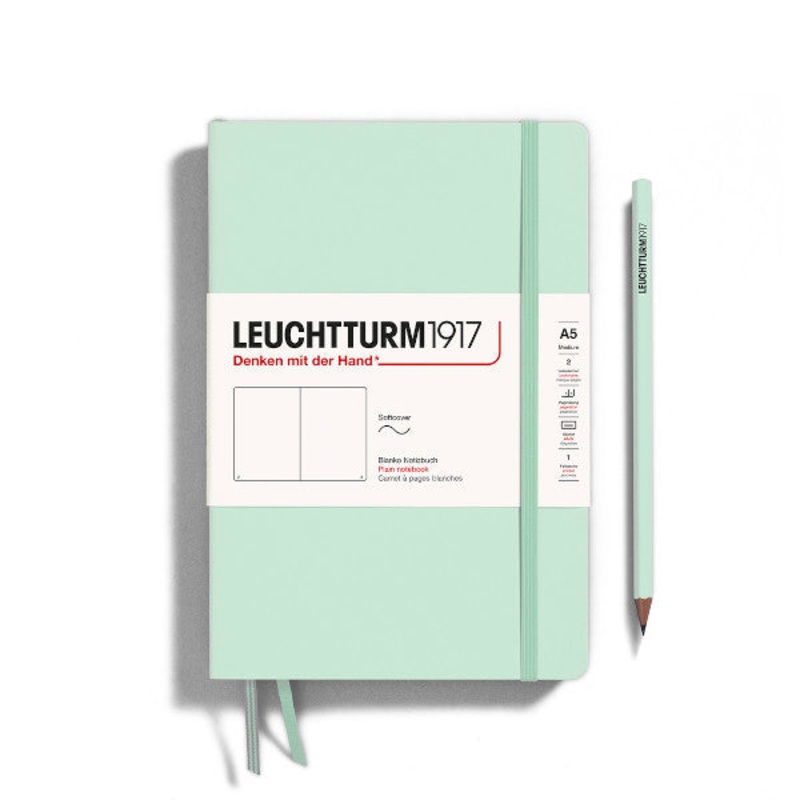 Leuchtturm1917 Notebook Hardcover Medium (A5), 251 Pages, Blank – Mint Green