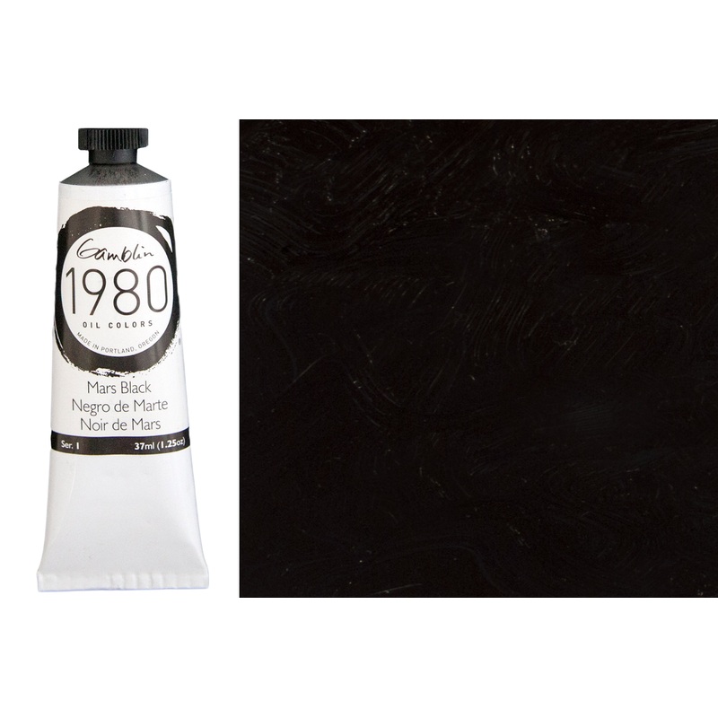Gamblin 1980 Oil Colors, Mars Black 37mL tube