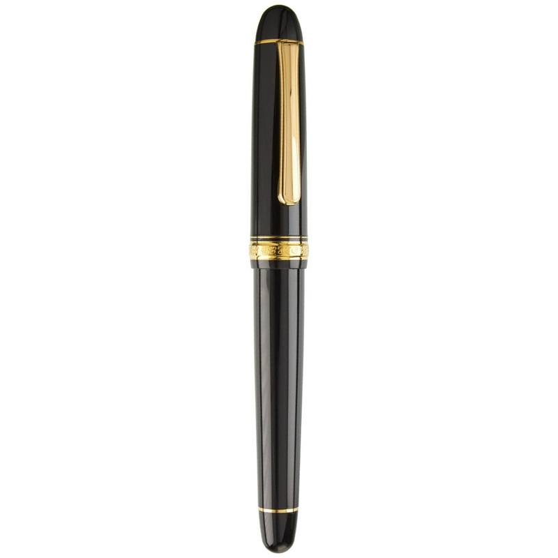 PLATINUM, Fountain Pen – #3776 CENTURY gold trim BLACK in BLACK. Ultra Extra Fine