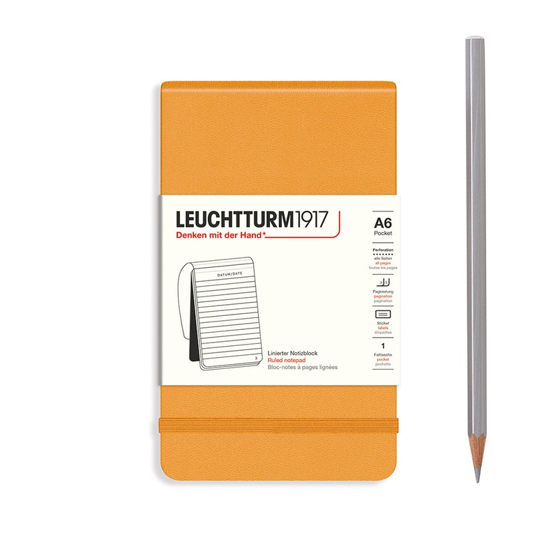LEUCHTTURM1917  Notepad (A6), 184 p., ruled – Rising Sun Yellow