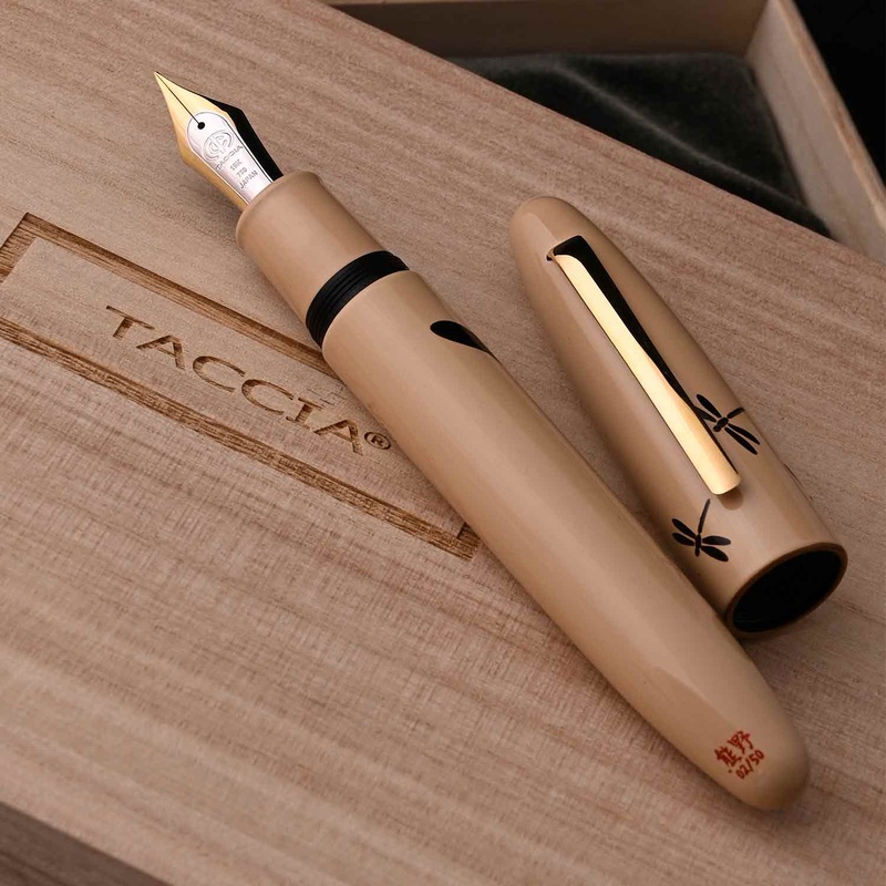 Taccia Maki-e Shadow Fountain Pen – Dragonfly & Iris (Limited Edition) Broad