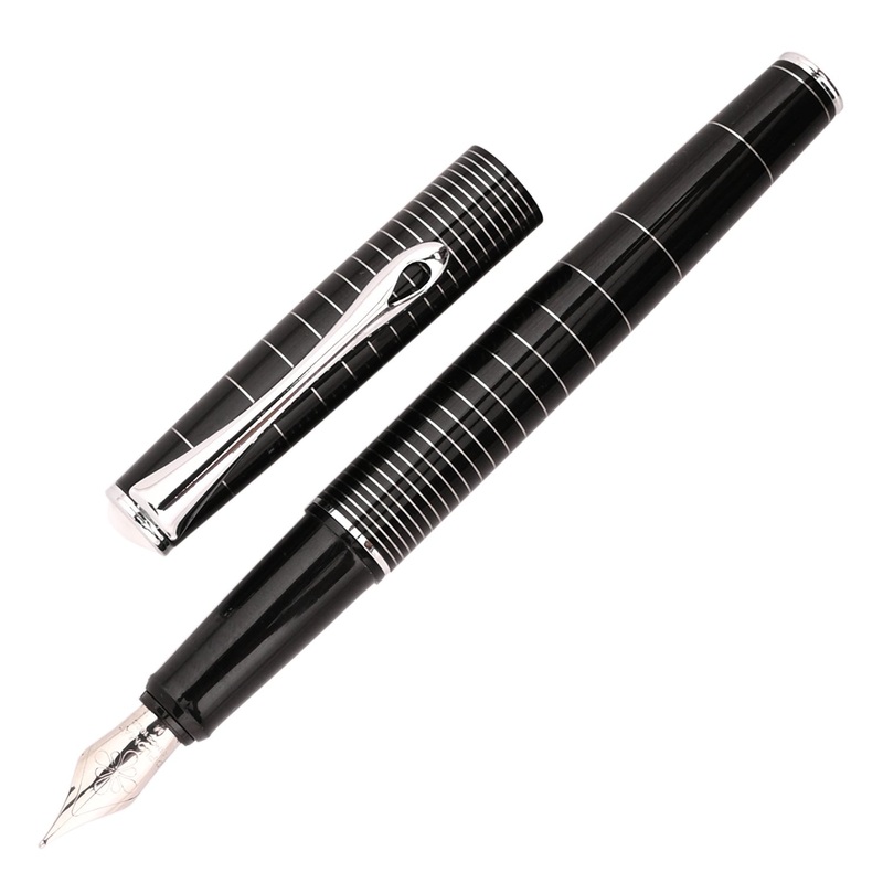 Diplomat Optimist Fountain Pen, Ring Black – Steel Nib Medium