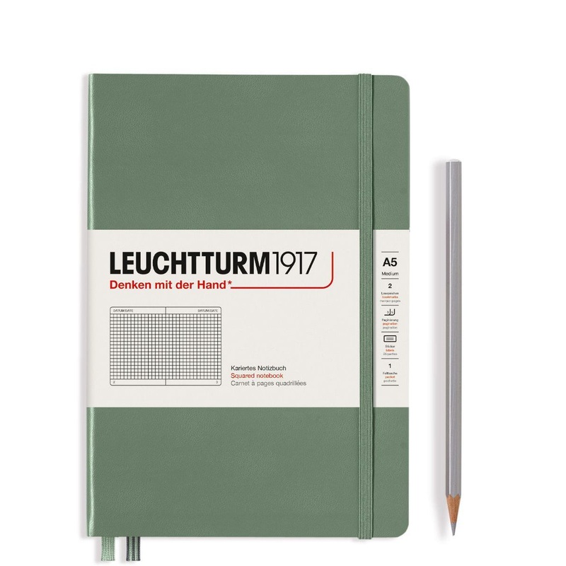Leuchtturm1917 Notebook Hardcover (A5), Square Graphed – Olive