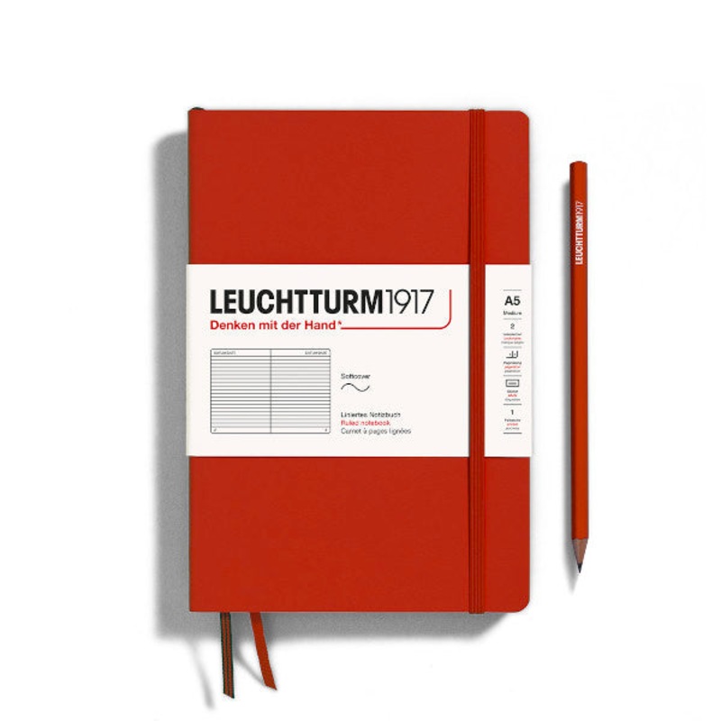 Leuchtturm1917 Notebook Hardcover Medium (A5), 251 Pages, Ruled – Fox Red
