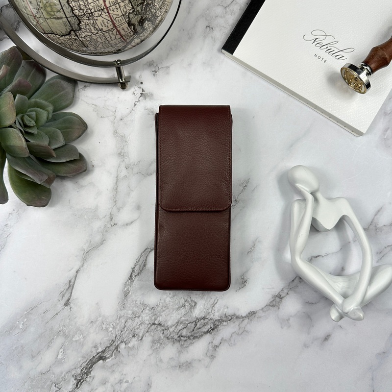Girologio Triple Pen Case w/ Magnetic Closure Antique Brown