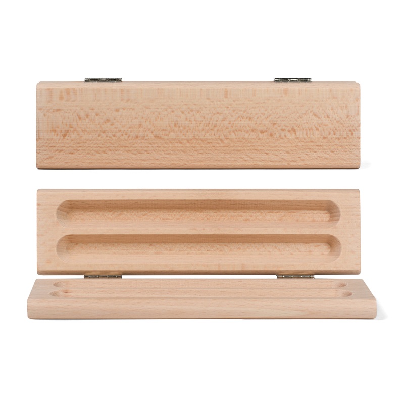 Double Beechwood Pen Case