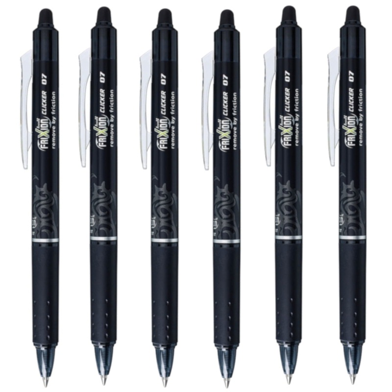 Pilot FriXion Clicker Ballpoint Pen – 0.7mm Black, 6 Pack