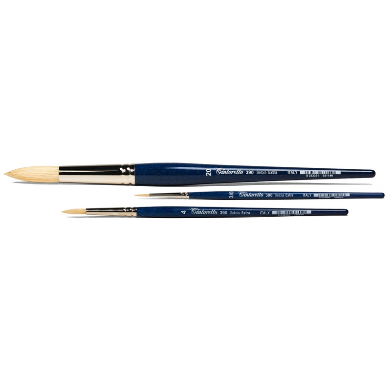 Setola Extra Short-Handled Bristle Brushes, Series 390 (Round) #3/0 Round