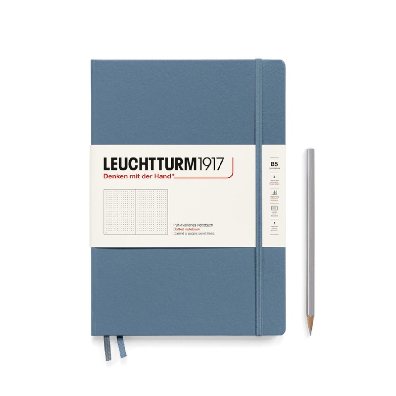 Leuchtturm1917 Notebook Composition Hardcover (B5), Dotted – Stone Blue