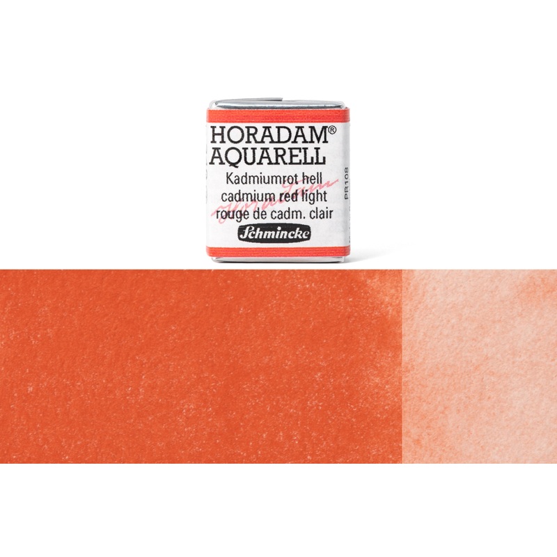 Horadam Watercolor Half Pan, #349 Cadmium Red Light