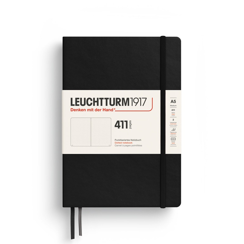 Leuchtturm1917 Notebook Hardcover (A5), 411 Pages, Dotted – Black