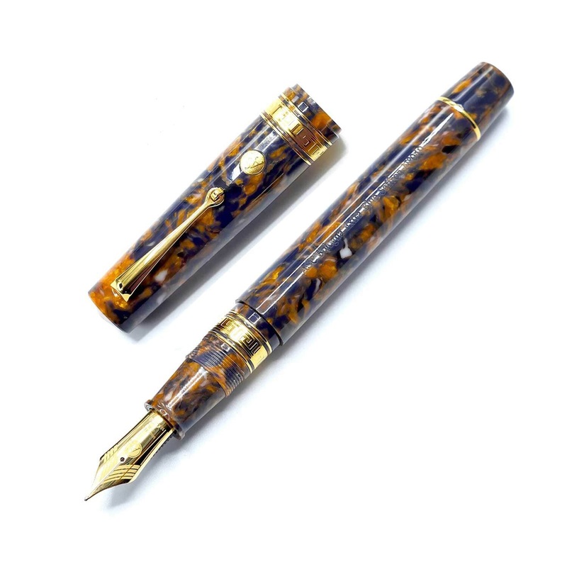 ASC Bologna Extra Fountain Pen, Blue Saffron -18K Gold Nib Medium Flex