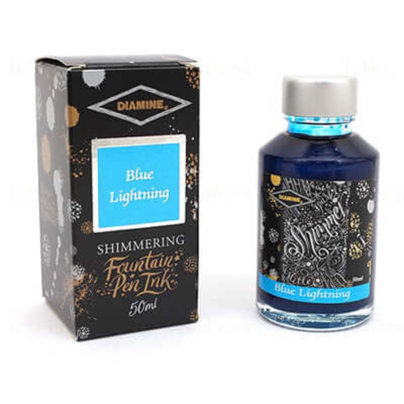 Diamine Shimmer Ink Bottle, Blue Lightning – 50ml