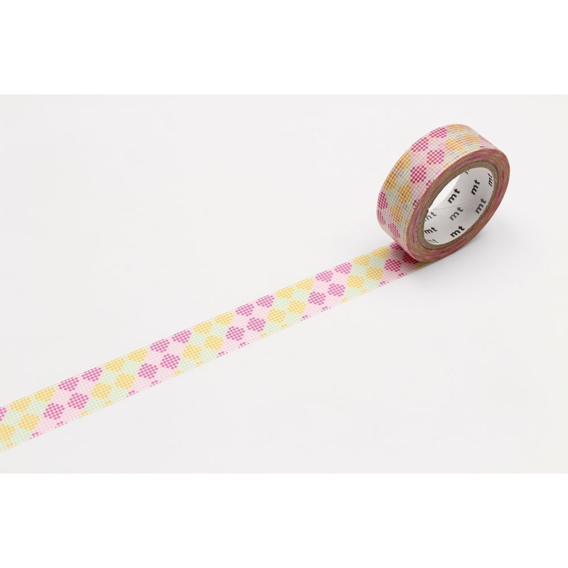 mt Washi Tape – checkers stripe pink