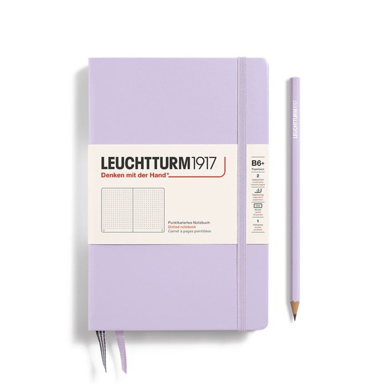 LEUCHTTURM1917 Notebook Paperback (B6+), Hardcover, Dotted, 219 numbered pages, Lilac Purple