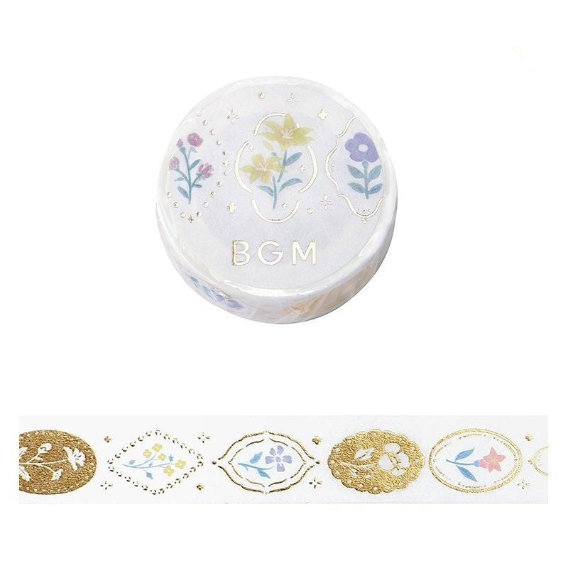 BGM Washi Tape – Flower & Grass Handerchief – Flower Brooch