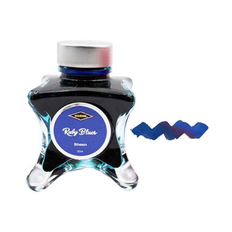 Diamine Inkvent Sheen Ink Bottle, Ruby Blues – 50ml