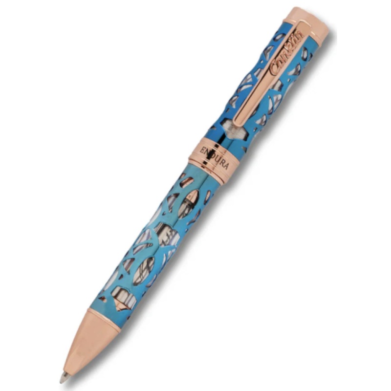 Conklin Endura Deco Crest Demonstrator Ballpoint Pen – Blue / Rosegold