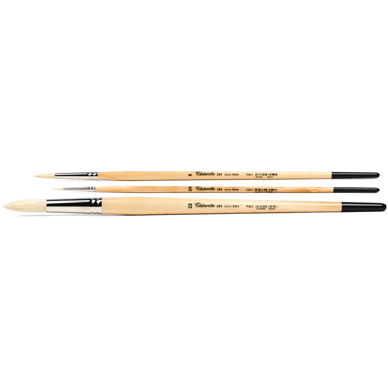 Setola Extra Long-Handled Bristle Brushes, Series 285 (Round) Round 3/0