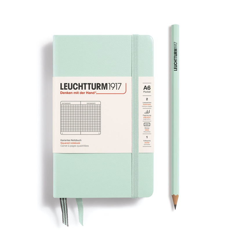 LEUCHTTURM1917 Notebook Hardcover Pocket (A6), Square, 187 pages – Mint Green