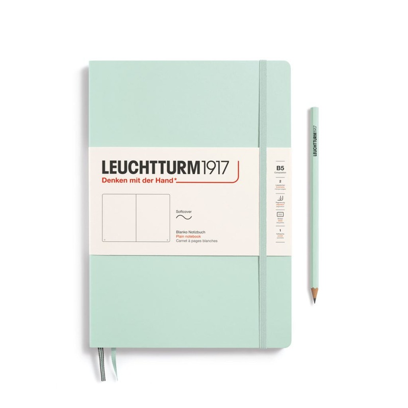LEUCHTTURM1917 Notebook Softcover Composition (B5), Plain, 123 pages – Mint Green