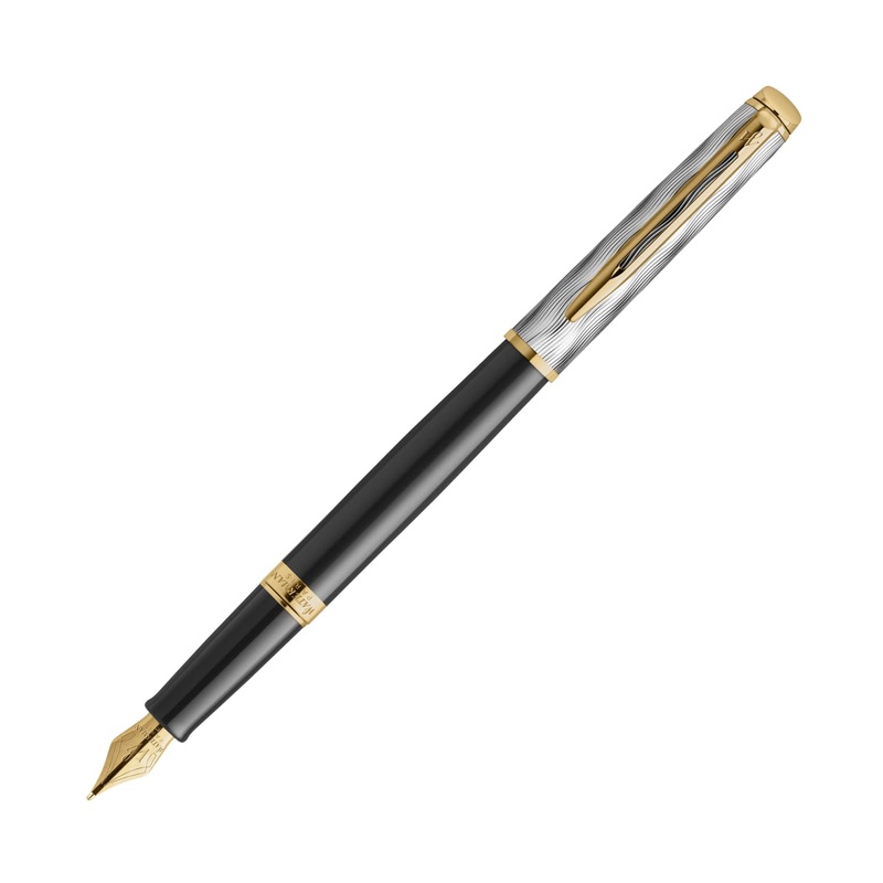 Waterman Hemisphere Deluxe Fountain Pen Reflections of Paris in Black Lacquer with Gold Trim Fine