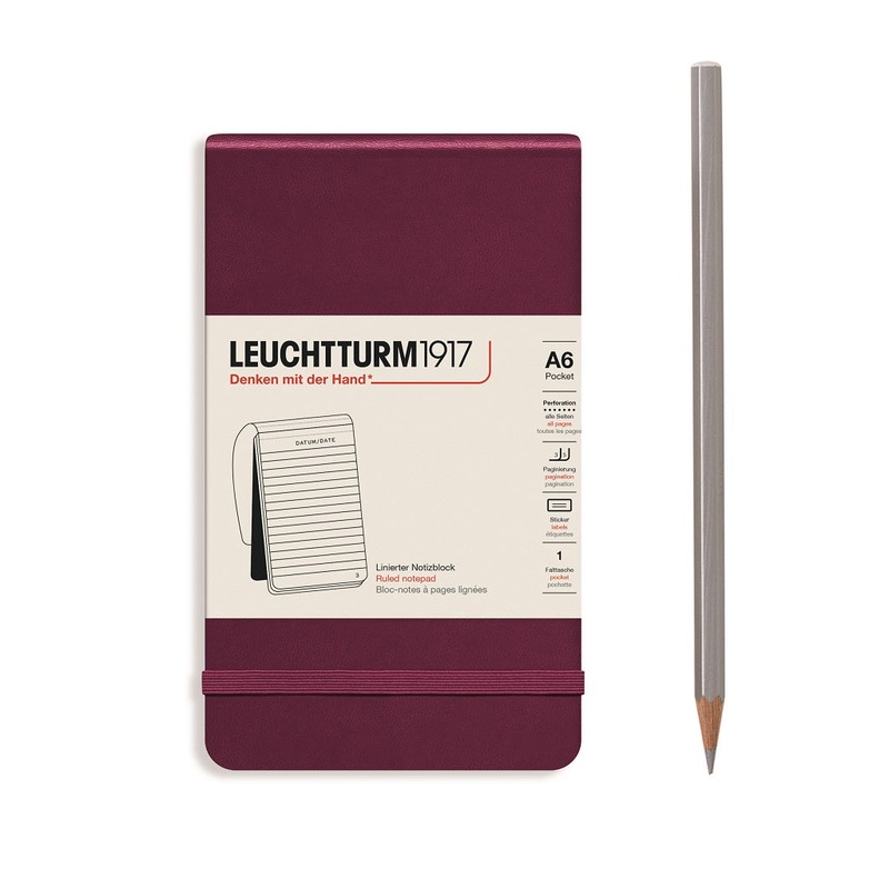 LEUCHTTURM1917 Notepad (A6), 184 p., ruled – Port Red