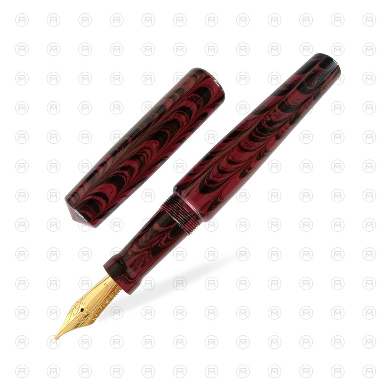 Ranga Abhimanyu Regular Ebonite Fountain Pen, Red Ripple – Steel Nib Extra Fine