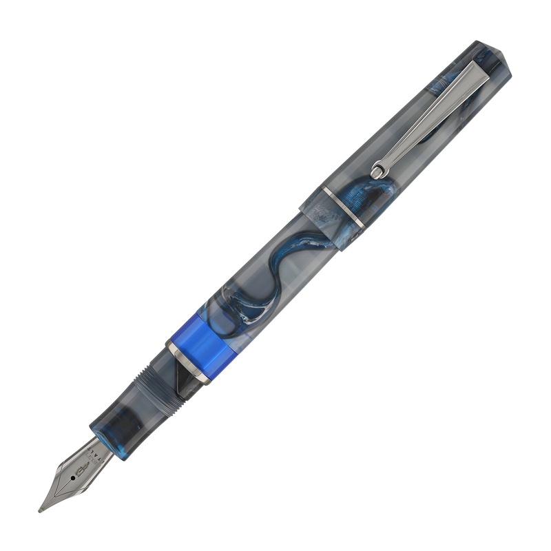 Delta Duna Piston Fountain Pen in Reflex Grey Stainless Steel Medium