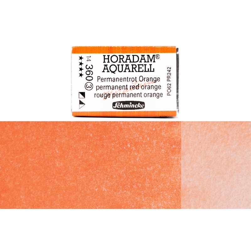 Horadam Watercolor Full Pan, #360 Permanent Red Orange