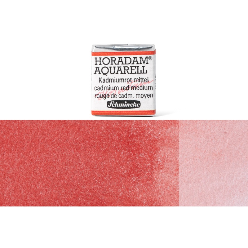 Horadam Watercolor Half Pan, #347 Cadmium Red Medium