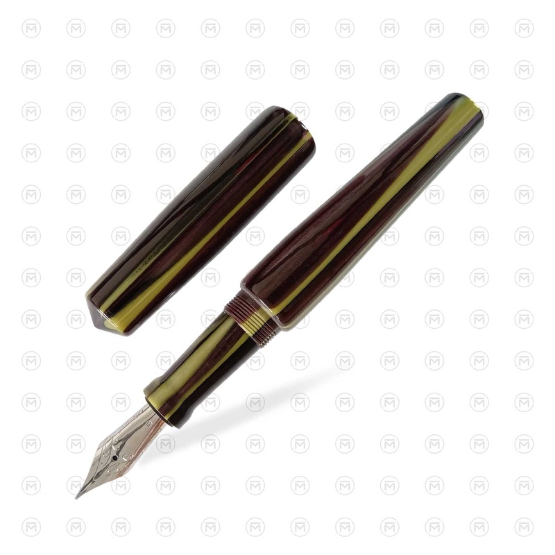 Ranga Abhimanyu Premium Acrylic Fountain Pen, Olive Black Stripes – Steel Nib Extra Fine