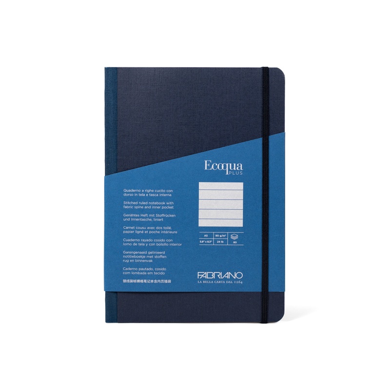 Ecoqua Plus Clothbound Notebook, A5 Lined, Navy