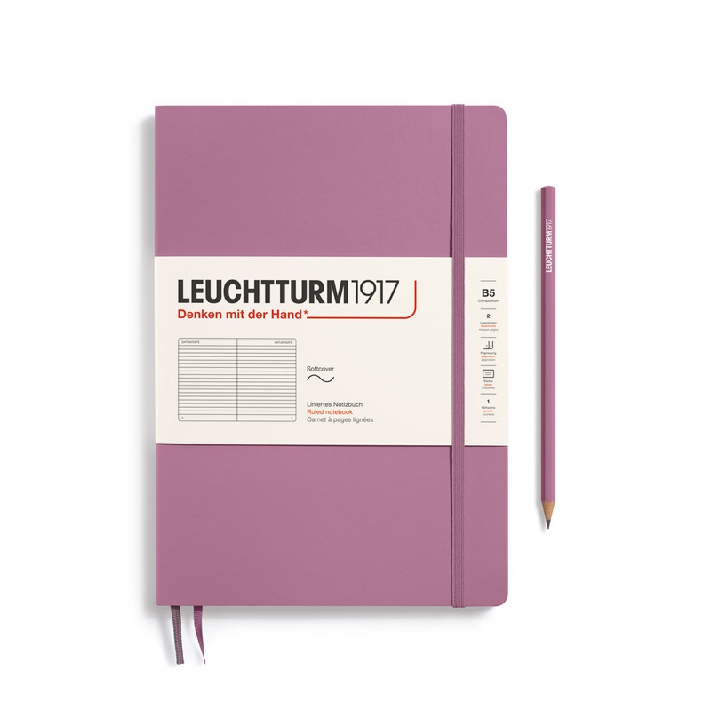 LEUCHTTURM1917 Notebook Composition (B5) ruled, Softcover, 123 numbered pages – Dusty Rose