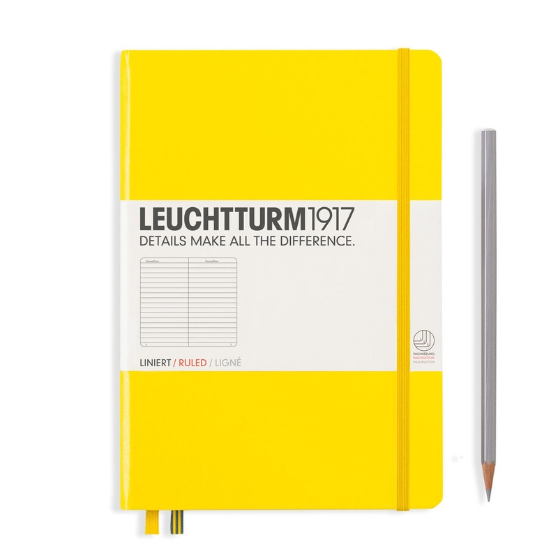 LEUCHTTURM1917 Notebook Medium (A5) Hardcover, 249 Numbered Pages, Ruled – Lemon Yellow