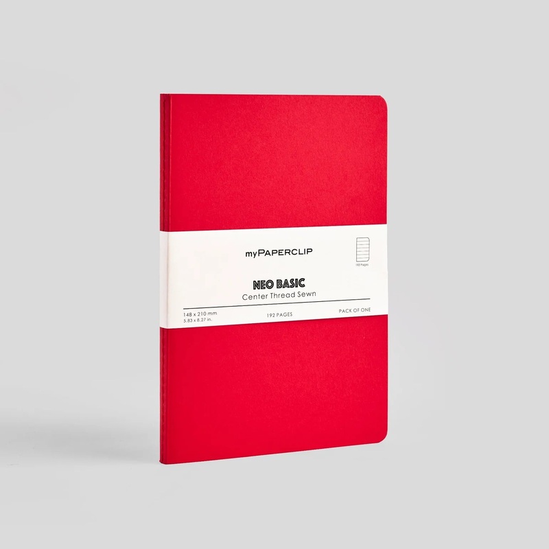 myPAPERCLIP Neo Basic Centre Thread Softcover A5 Notebook – Red Dotted