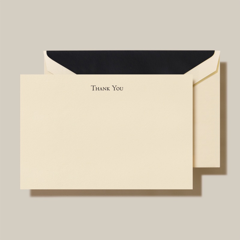 Crane Black Engraved Thank You Cards