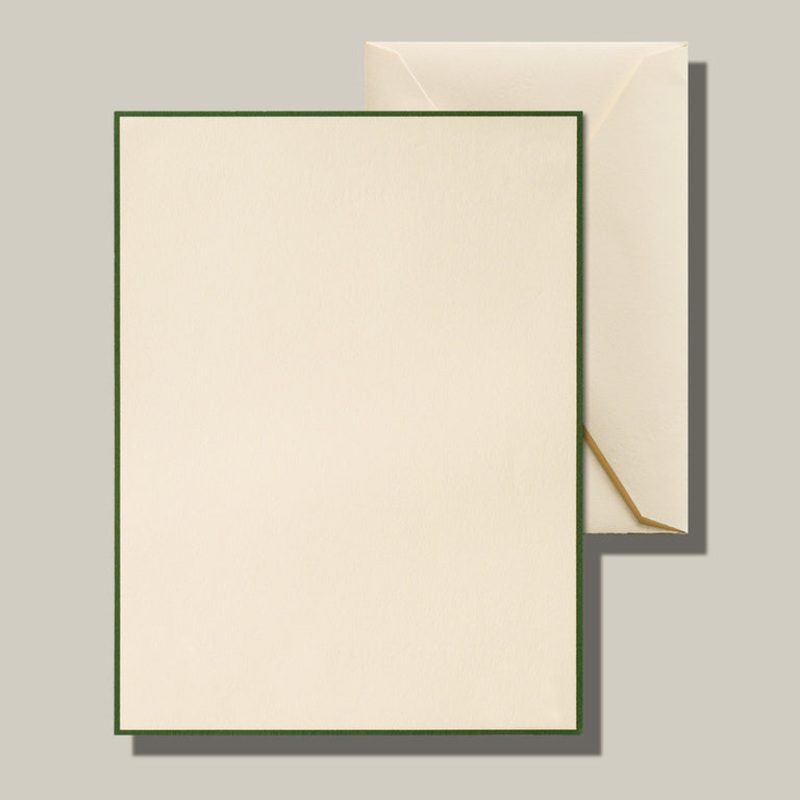 Crane Hunter Green Bordered Ecru Half Sheet